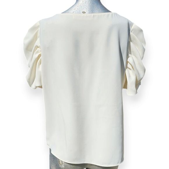 Amanda Uprichard Merris Top Ivory White Puff Sleeve Revolve Large - Picture 7 of 13